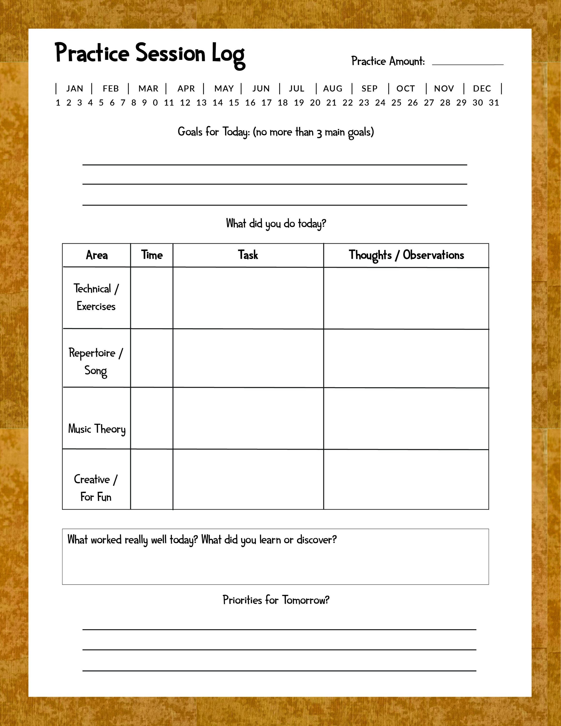 Music Practice Journal for Kids | Printable Practice Tracker | Violin ...