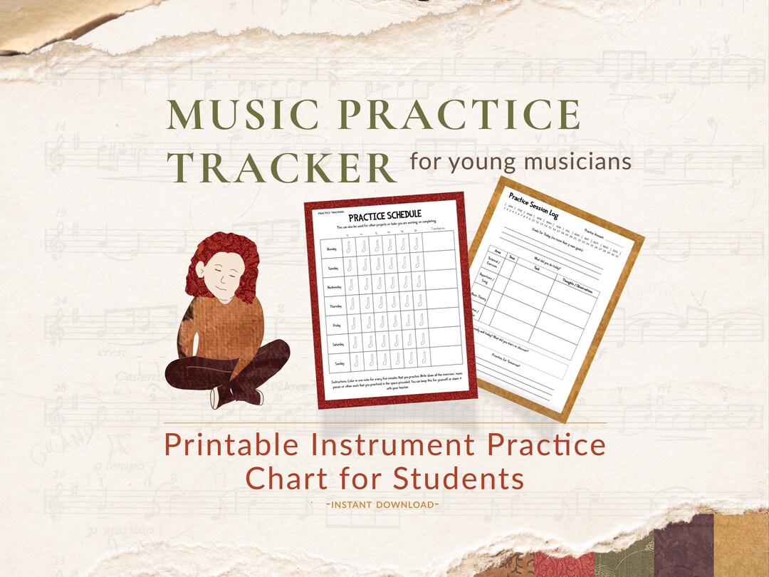 Music Practice Tracker for Kids | Printable Practice Chart | Instrument ...