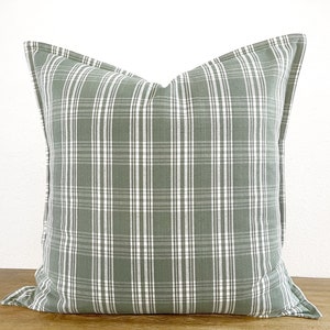 Green sage pillow cover, modern minimalist pillow cover, 20x20 18x18 pillow cover, spring plaid throw pillow, farmhouse olive pillow cover