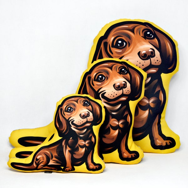 Teckel brun gingembre chien oreiller décoratif coussin peluche chien jouet câlin mascotte, oreiller Psiakrew