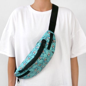 Hip Bag Fanny Pack Shark, Colored Bum Bag dog walking bag Psiakrew, Dog Mom Hip Bag, Dog Lover gift idea, Shark pattern