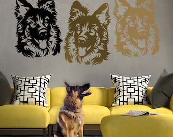 German Shepherd Dog Vinyl Wall Decal: Shaggy Alsatian Sticker