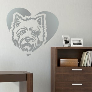 Naklejka Westie, Pies West Highland White Terrier Serce, Naklejka winylowa - Nadaje się na ściany, samochody, iPady, lustra, pomysł na prezent dla miłośnika Westie