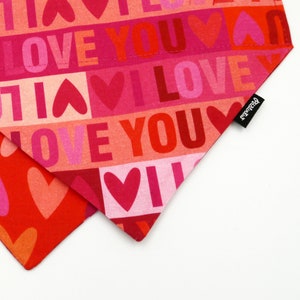 Double-sided bandana for Dog I LOVE YOU, scarf for Valentine's Day with a tunnel for the collar Psiakrew image 2