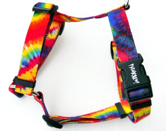 Small Harness for Dog, Model Tie Dye 2 cm 0.78 &quot;  tape width, Guard Harness, small dogs, puppies