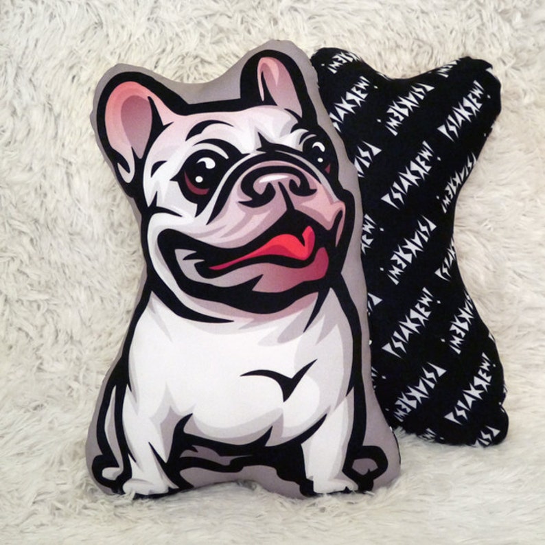 Decorative Dog Pillow Cushion French Bulldog White Cuddly Etsy