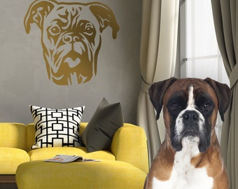 Dog Decal Boxer Mniam, Vinyl Sticker Decal - Good for Walls, Cars, Ipads, Mirrors Etc