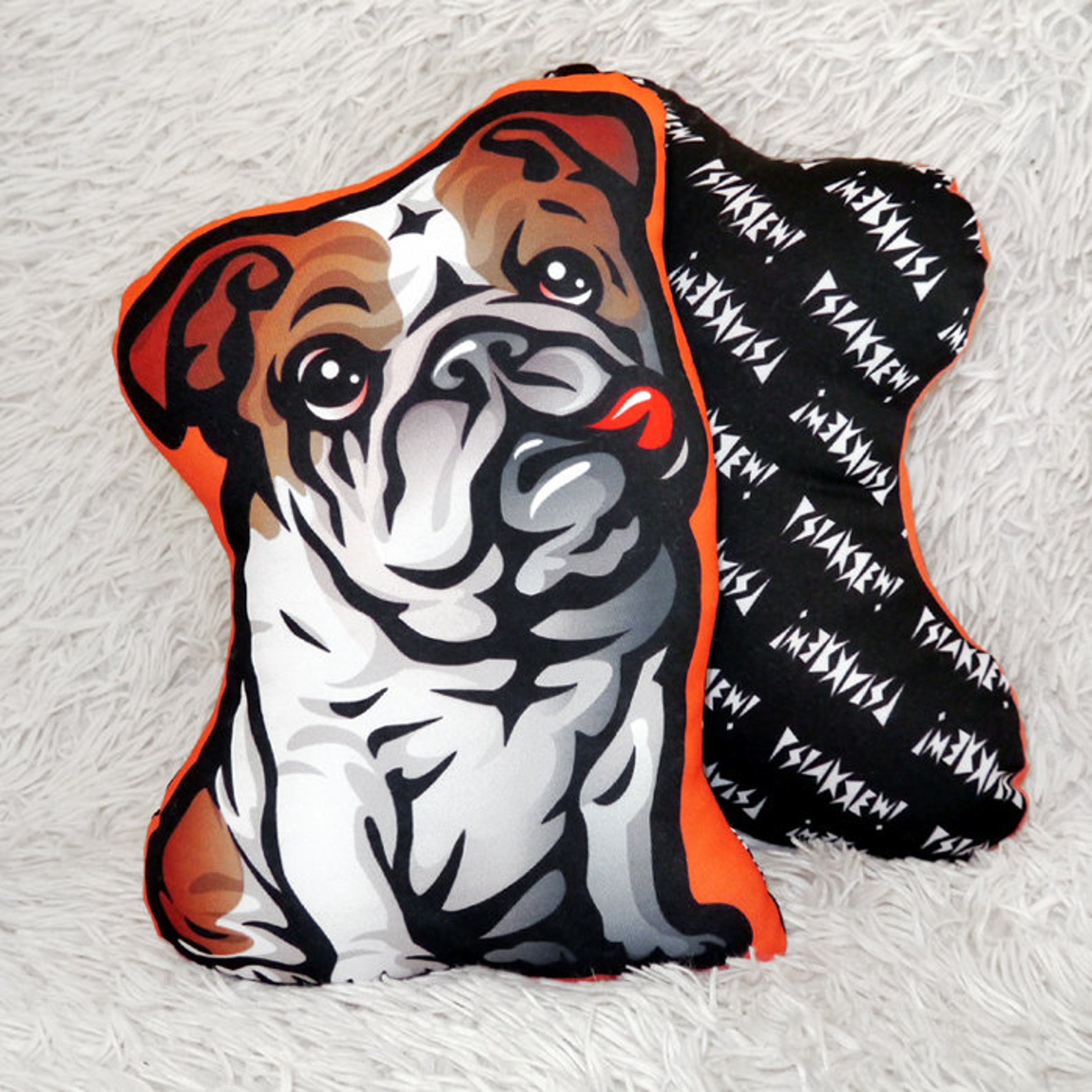 English Bulldog Pillow, Decorative Dog Cushion, Cuddly Mascot Bulldog