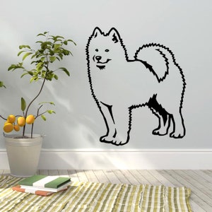 Naklejka z psem Samoyed, naklejka winylowa - nadaje się na ściany, samochody, iPady, lustra itp.