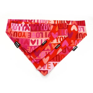 Double-sided bandana for Dog I LOVE YOU, scarf for Valentine's Day with a tunnel for the collar Psiakrew image 4