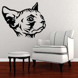 Wall Decal Sphynx Cat, Vinyl Sticker Decal - Good for Walls, Cars, Ipads, Mirrors Etc