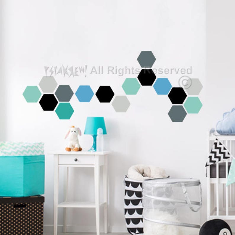 Hexagon Sticker Geometric Wall Decal Wall Etsy
