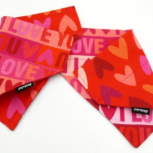 Double-sided bandana for Dog I LOVE YOU, scarf for Valentine's Day with a tunnel for the collar Psiakrew image 5