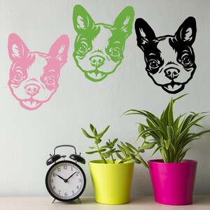 Dog Decal Boston Terrier Kiss, Vinyl Sticker Decal - Good for Walls, Cars, Ipads, Mirrors Etc