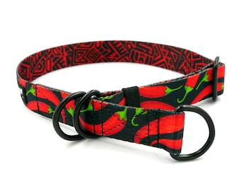 Red Hot Chili Pepper Dog Collar: Handmade Half-Choke Design