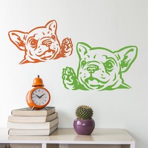 Buldog francuski Frenchie Hello, naklejka ścienna, dekoracja psa, naklejka winylowa z motywem psa - nadaje się na ściany, samochody, iPady, lustra itp.