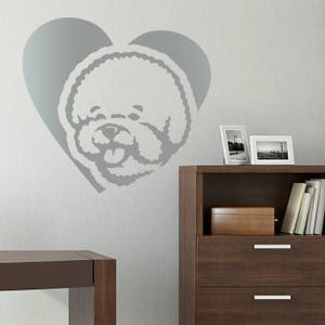 Pies Bichon Serce, Naklejka winylowa - Nadaje się na ściany, samochody, iPady, lustra, Pomysł na prezent dla miłośnika bokserów, mama psa Bichon, tata, miłość psa Psiakrew