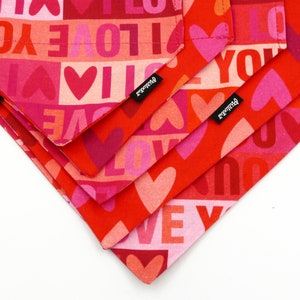 Double-sided bandana for Dog I LOVE YOU, scarf for Valentine's Day with a tunnel for the collar Psiakrew image 6