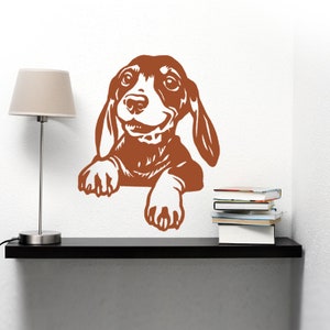 Naklejka ścienna Dachshund Comrade Dog, naklejka winylowa - dobra na ściany, samochody, iPady, lustra itp., prezent dla miłośnika jamników