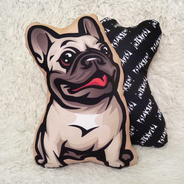 Coussin bouledogue français, coussin décoratif pour chien, coussin Frenchie, peluche beige pour chien