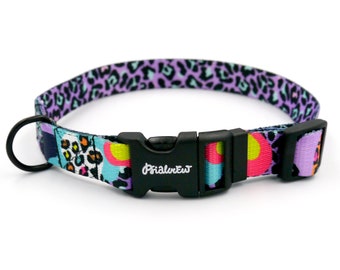 Collar para perro Psiakrew Crazy Leopard, 2 cm (0,78") de ancho, para perros pequeños, extras negros