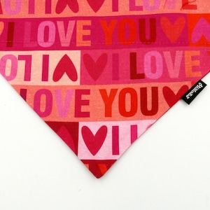 Double-sided bandana for Dog I LOVE YOU, scarf for Valentine's Day with a tunnel for the collar Psiakrew image 8