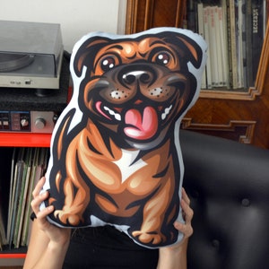 Brown Staffordshire Bull Terrier Dog Decorative Pillow Cushion Stuffed Toy Doggy cuddly mascot
