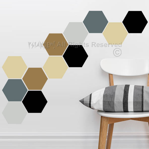Hexagon Shape Mirror Wall Decal Wall Sticker 3pcs 