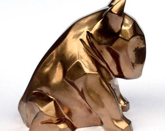 Gold Bull Terrier sculpture, Home Decor Statue, Gift for Bull Terrier Lover