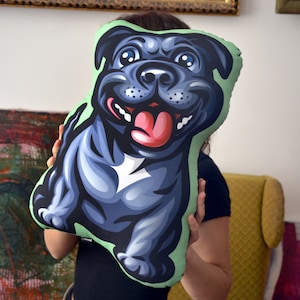 Black Staffordshire Bull Terrier Dog Decorative Pillow Cushion Stuffed Toy Doggy cuddly mascot
