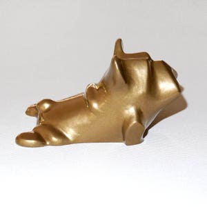 Frenchie Dog Sculpture French Bulldog Gold Yoga, handmade painted Frenchie figurine, frenchie lover mom dad gift idea