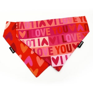 Double-sided bandana for Dog I LOVE YOU, scarf for Valentine's Day with a tunnel for the collar Psiakrew image 1