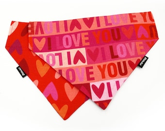 Double-sided bandana for Dog I LOVE YOU, scarf for Valentine's Day with a tunnel for the collar Psiakrew