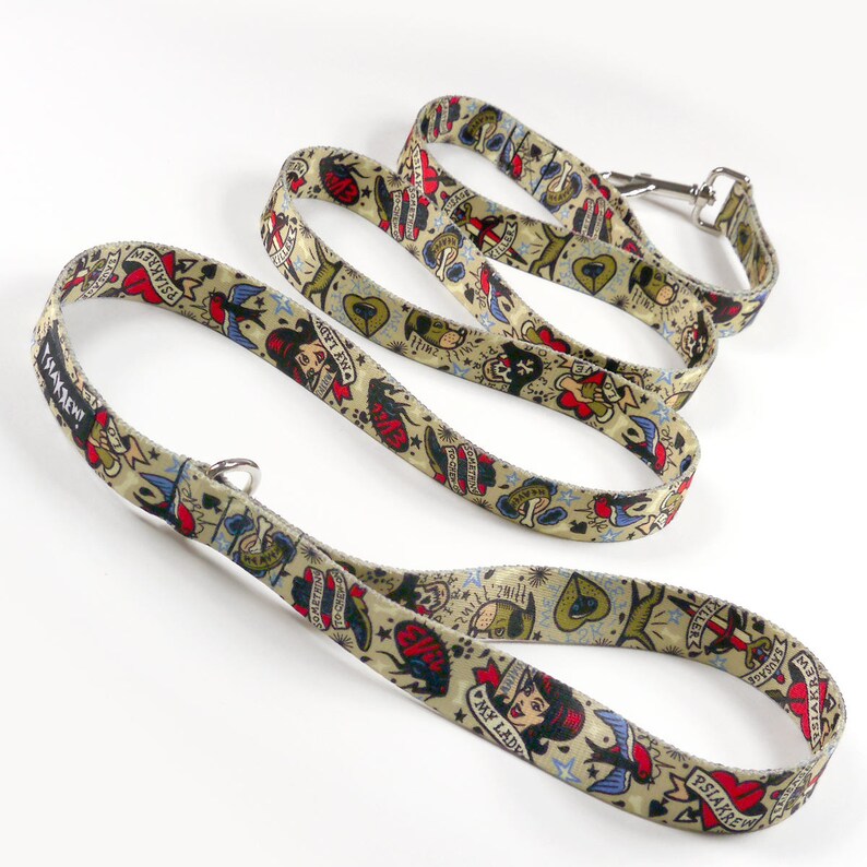 Dog Leash Dog Tattoo Flash width 2.5 cm colorful designed pet leashes Psiakrew for medium and large dogs 1