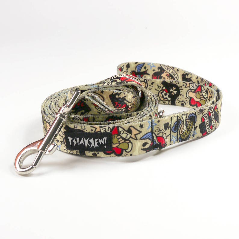Dog Leash Dog Tattoo Flash width 2.5 cm colorful designed pet leashes Psiakrew for medium and large dogs 1