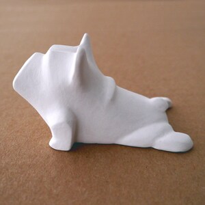 Frenchie Sculpture White French Bulldog Yoga, handmade painted Dog figurine Psiakrew