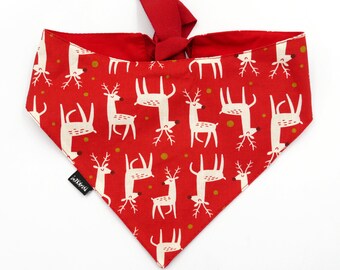 Dog Bandana Rudolphs handkerchief style to tie around your pet’s neck, Christmas dog accessories
