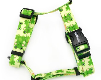 Small Harness for Dog, Green Frogs Psiakrew 2 cm 0.78 &quot;  tape width, Guard Harness, small dogs, puppies
