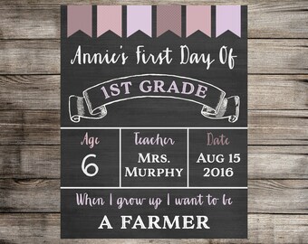Chalkboard First Day of School Sign // Personalized // Printable