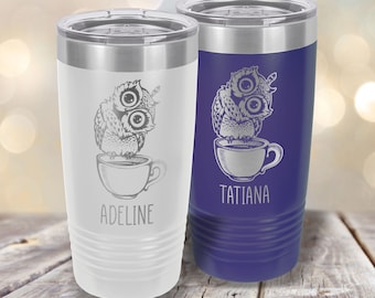 Personalized Owl Tumbler | Laser Etched Insulated Cup