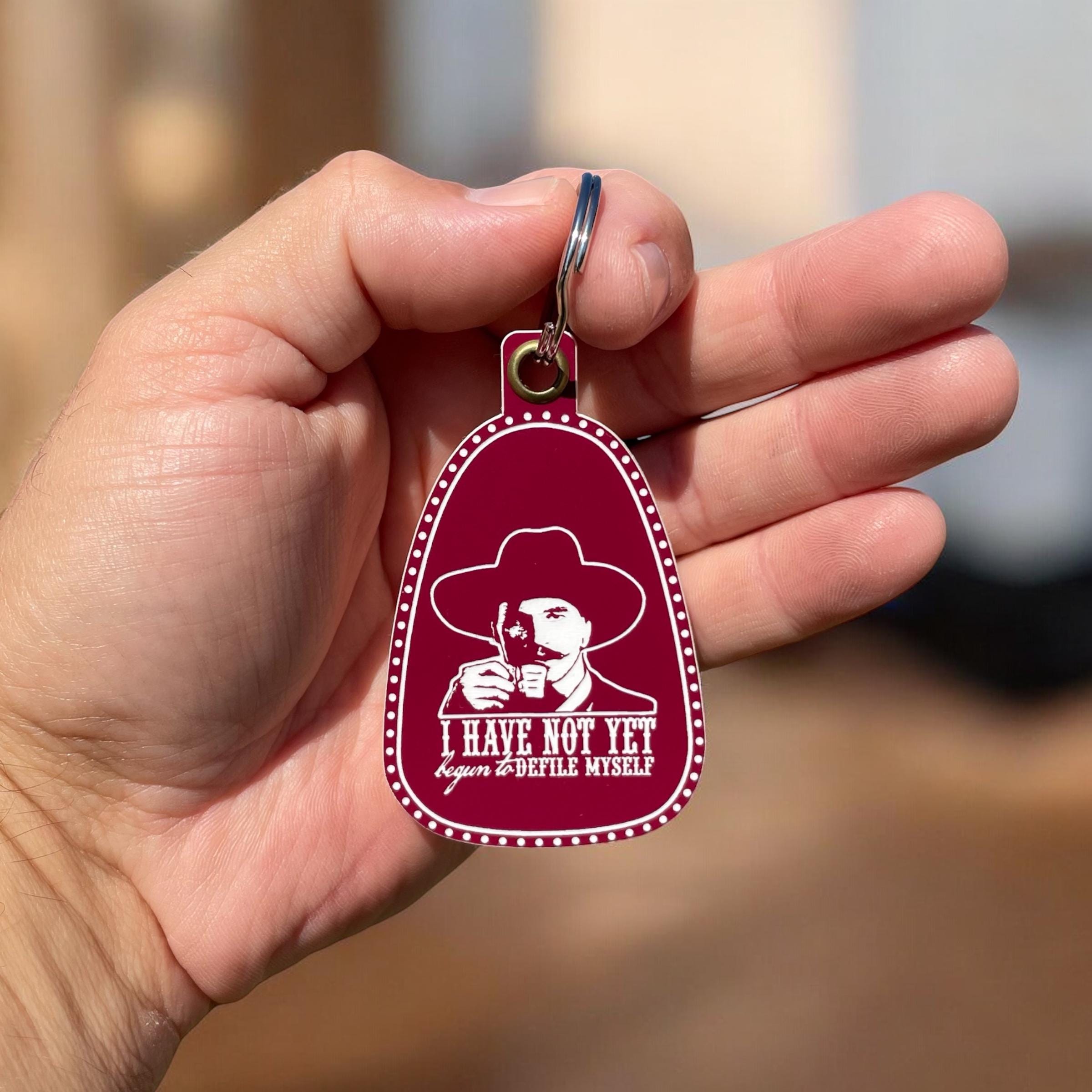 JFFCESTORE 'I'm Your Huckleberry' Keychain Tag - Large Size, Classic Quote Key Ring