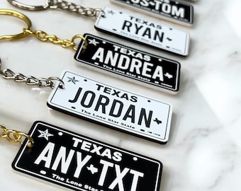 Texas License Plate Keychain, Custom Keychains, License Plate Keychain, Gifts for Her, Gifts for Him, New Driver Gift, Father&#39;s Day Gift