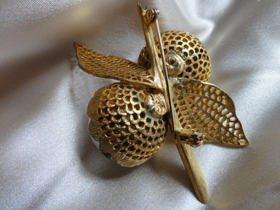 Pearl gold brooch 1950's - image 2