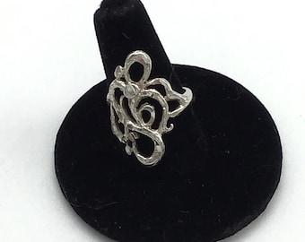 Vintage Sterling 925 Sculpture Abstract Figural Cut Ring
