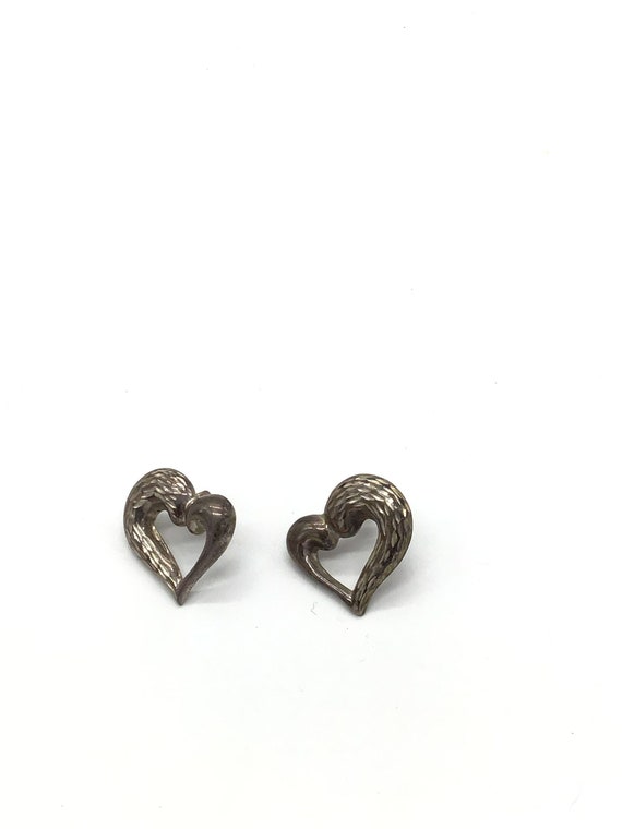 Sterling Silver 925 Vintage Heart Love Earrings Va