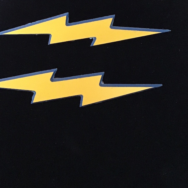 ONE  David Bowie Super Chargers lightning bolt, 1980’s vintage football yellow blue.