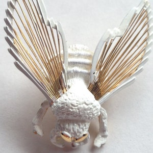 Vintage White and Gold tone Fly Brooch