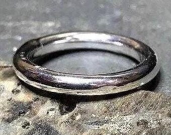 3mm Sterling Silver Halo Ring, Handmade Silver Band, Minimalist Wedding Ring