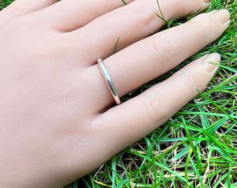 2mm round halo silver stacking hoop ring Hadmade