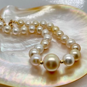 South Sea Pearl Necklace | Golden and White South Sea Pearl Necklace